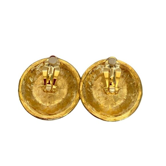 Anne Klein Couture vintage enamel & crystal round maximalist statement earrings - Picture 3 of 6